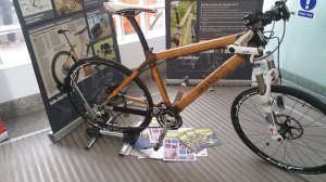 A bamboo bike displayed at the Design Museum.